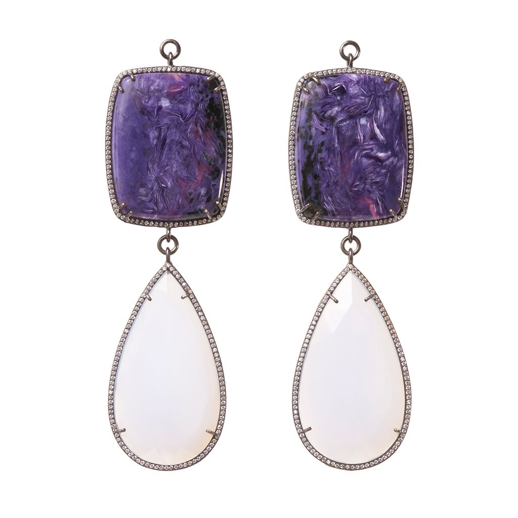 Charoite &amp; Faceted Chalcedony Zircon Pave